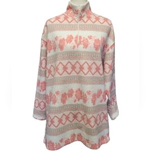 Vintage Victoria's Secret Country pink, white and grey fleece zip pullover